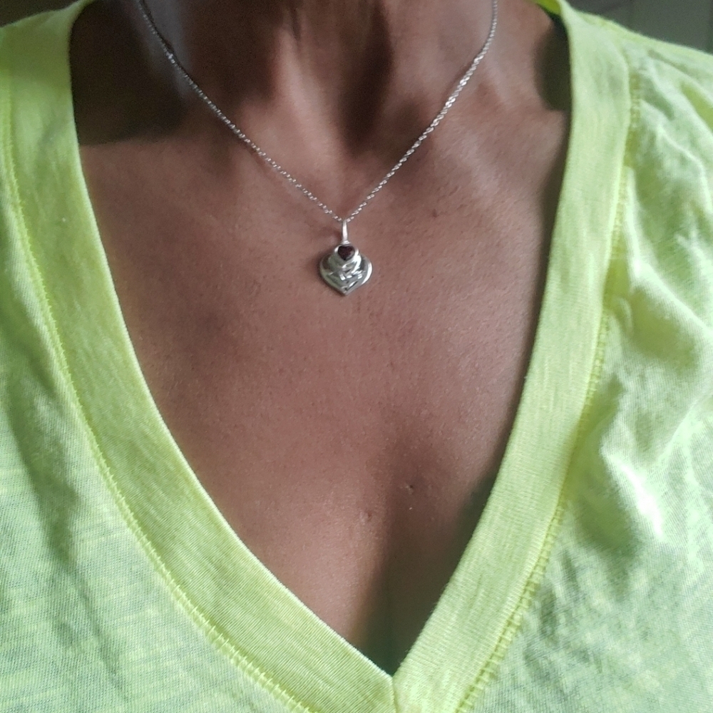 Sterling Silver 18in Necklace Gemstone Heart Pendant 0.60ctw